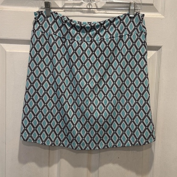 LULU-B  Womens Printed Zip UPF 50+ Skort Skirt Small Turquoise Diamond Print - Picture 1 of 8